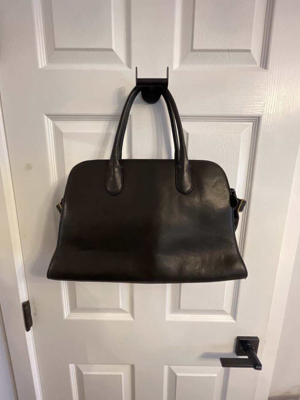 Classic Black Leather Satchel Handbag